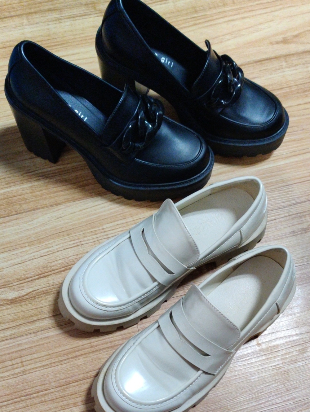 Madden Platform Chunky Heels Size 7.5 Kasper Black White Faux Leather Grunge Y2k